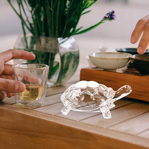 Miniatura 2 de HOMSFOU Figuras de tortuga de mar, figura de tortuga de cristal, arte de vidrio soplado a mano, pisapapeles, figura de animales marinos, decoración