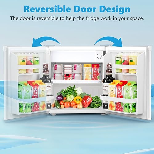 Miniatura 4 de 1.6 Cu.ft Mini Fridge with Freezer, Compact Single Reversible Door Refrigerator, Adjustable Thermostat, Ultra Quiet, Energy Efficient for Office,