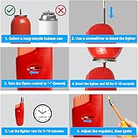 Vista 5 de Navpeak Candle Lighter Long Neck Adjustable Lighters Butane Gas Refillable Plastic Lighter Kitchen Igniter (5 Pack) (Butane Included)