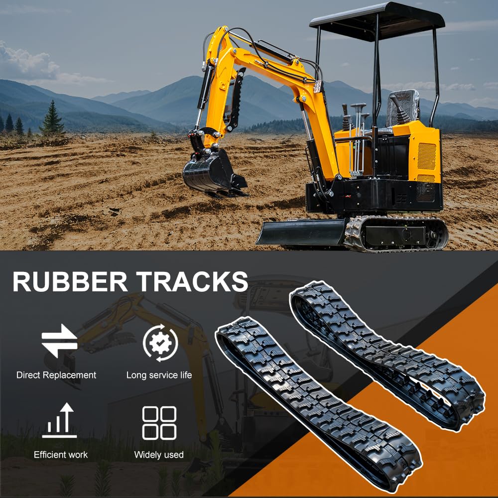 Cadena de goma 180 x 72 x 37 para mini excavadora 1T (2 unidades) cadena de repuesto reforzada | Compatible con Kubota Takeuchi Bobcat | resistente al desgaste y duradero | fuerte tracción para construcción y terreno