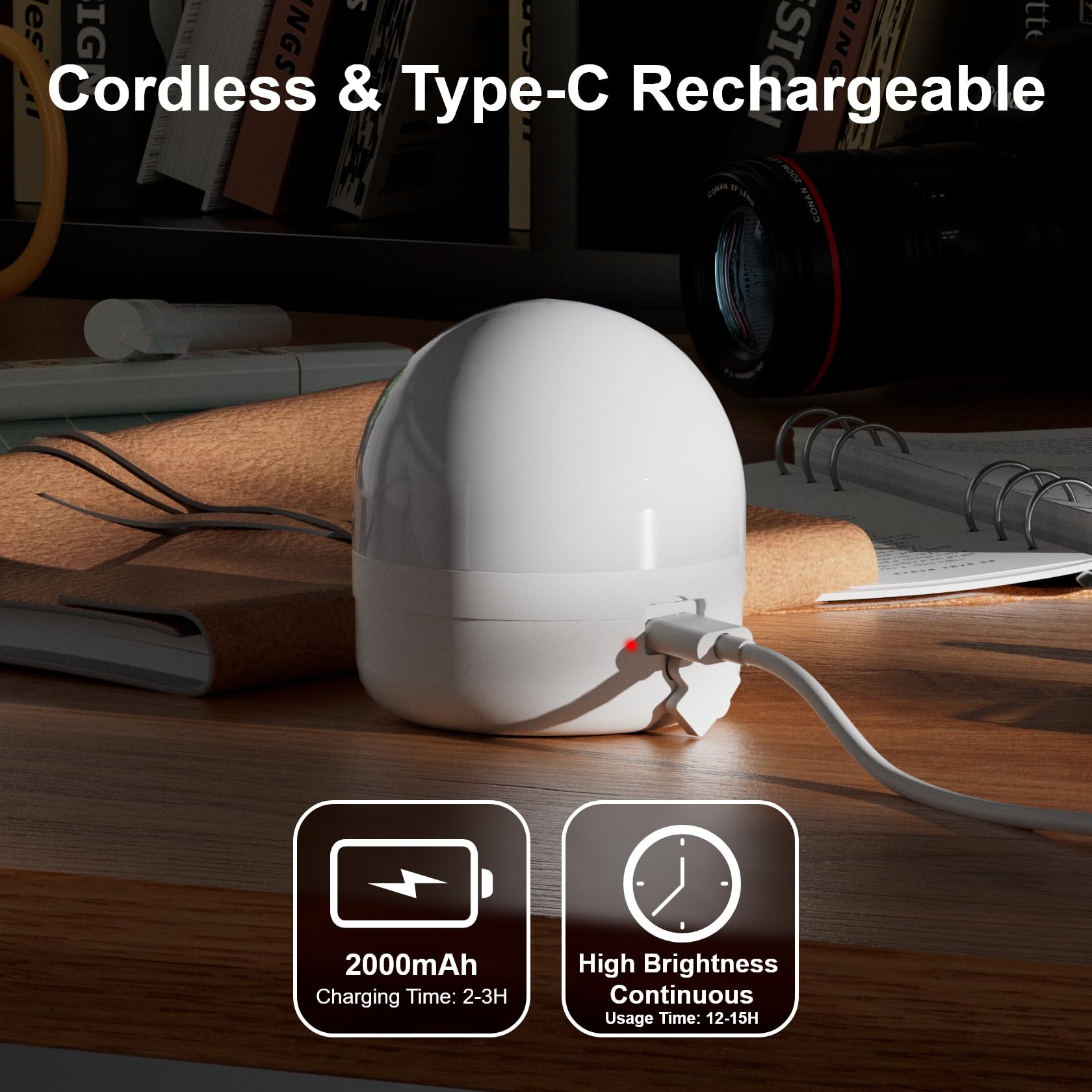 USB-C Wiederaufladbare Glühbirne E27, 12 RGB 3 Farben Glühbirne mit Fernbedienung Aufladbar, 7W glühbirne E27 Dimmbar, Timing-funktion, Notlicht Mit Magnetische für Camping Party Zimmer, 2 Stück