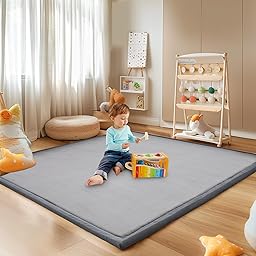 SUNYRISY 3.5cm Thick Baby Play Mat for Floor, 150 x 180 cm Foam Floor Padded Playmats for Babies, Soft Foldable Baby Rug Kids Playpen Mat for Crawling & Playing, Non-Slip Bottom