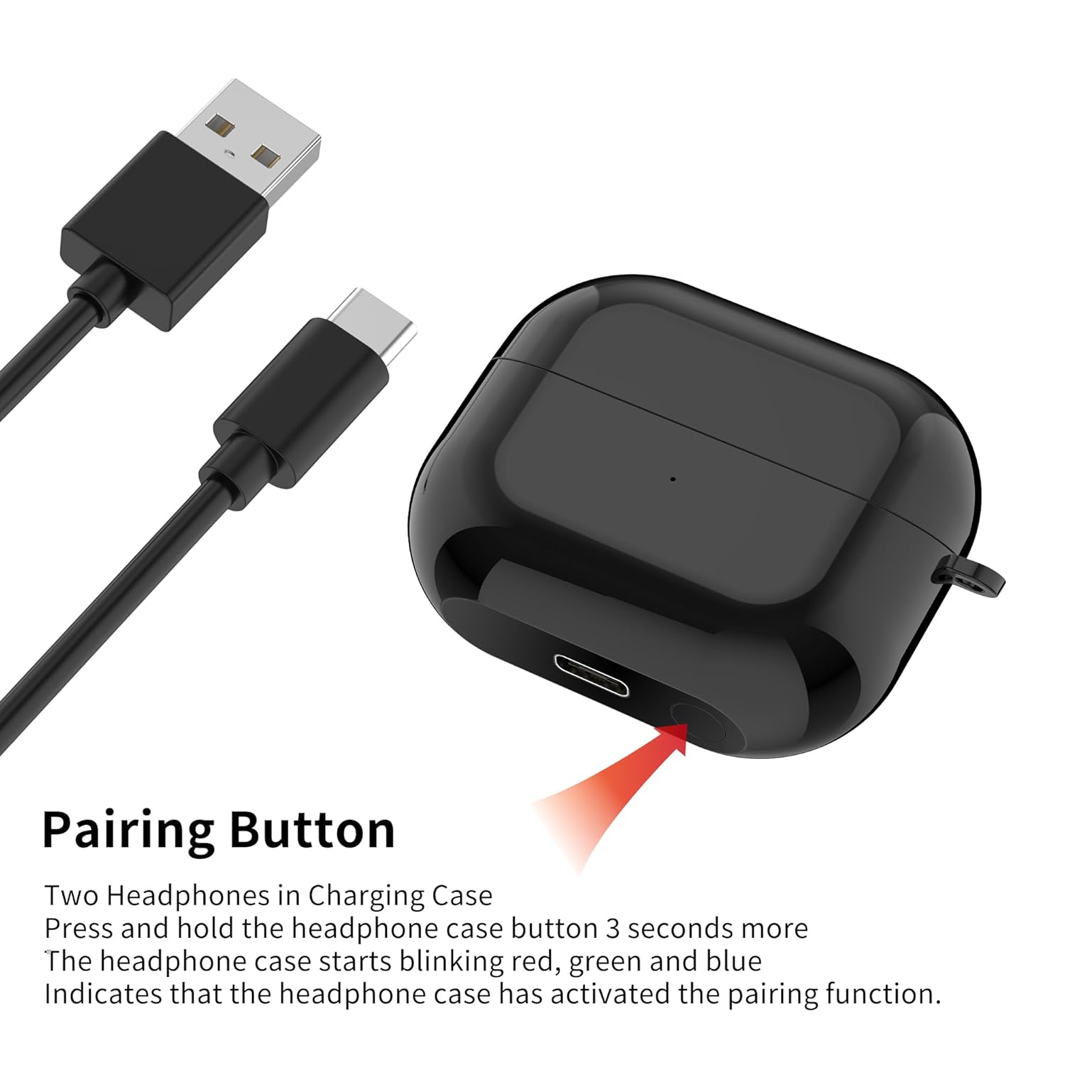 Charging Case Compatible with Samsung Galaxy Buds 3 Pro SM-R630 Headphones Earbuds Accessories Type C Charge Cable 3.3FT (not for Buds 3 SM-R530)