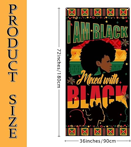 Miniatura 6 de FARMNALL Cubierta de puerta de mes de la historia negra decoración afroamericana fiesta fotografía puerta banderín de granja decoración de