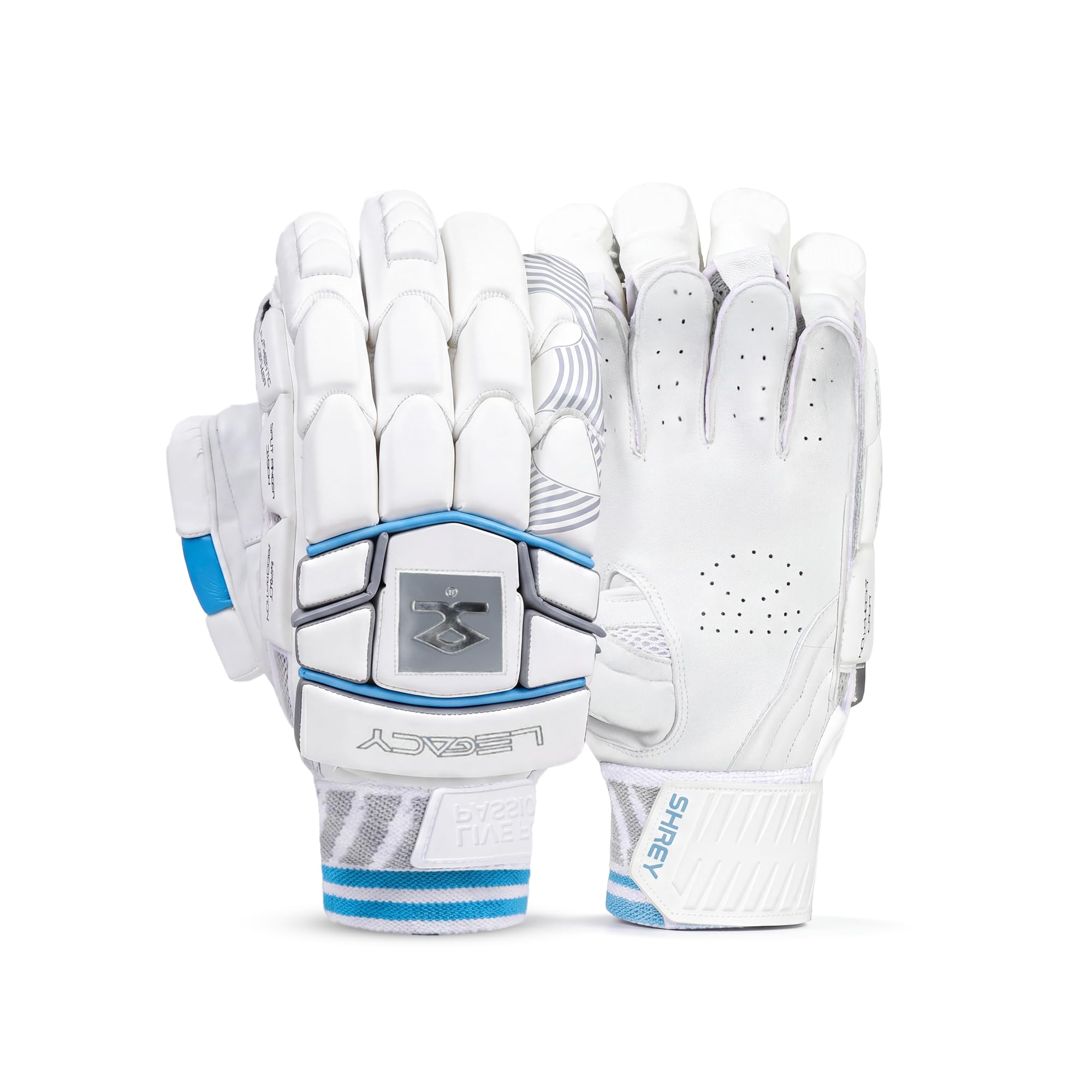 SHREY Legacy Batting Gloves (White/Grey, Men, Right)-image-46