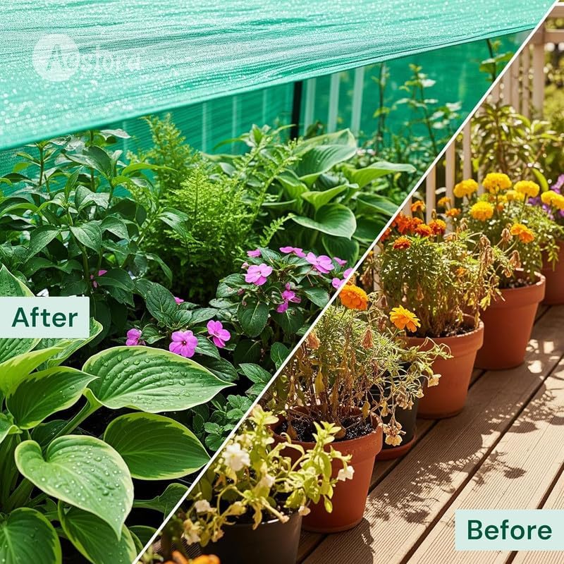 Image of Green Shade Ne.t 90% UV Block | Multipurpose Garden & Balcony Ne.t | Portable Greenhouse Protection Ne.t | Weather Resistant | Green (Pack of 1) UWC-TARP-90-8X10