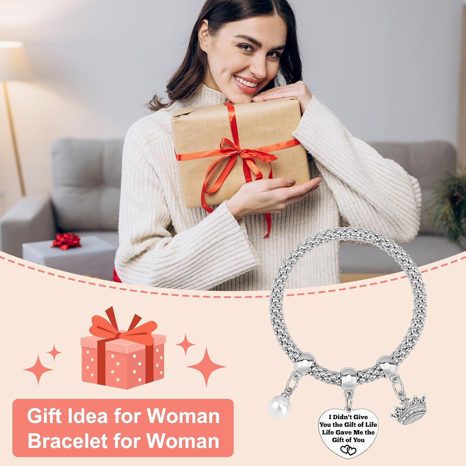 Daughter in Law Bracelet for Woman Thank You Gifts for Stepdaughter Daughter in Law Wedding Gifts Bracelet for Her from Mother Christmas Birthday Presents for Stepdaughter from Mom Stretch Jewelry - Image 7