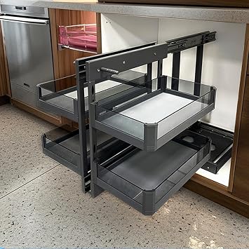 Blind Corner Cabinet Pull Out Organizer,2 Tier Kitchen Cabinet Organizer,Slide Out Cabinet Organizer Full Pull Out Storage for Home Kitchen 900mm