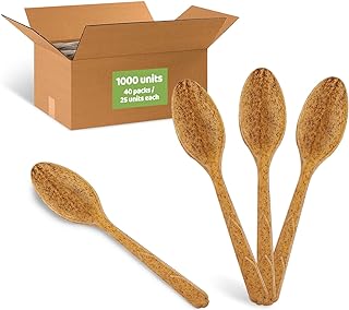 Vegetable Fiber Spoons, Master Case 1000 PCS, 6.7” Long, Biodegradable, Heavy-Duty and Splinter Free, Eco-Friendly Spoons, Perfect Sustainable Cutlery for All Types of Occasions by EMPACK USA