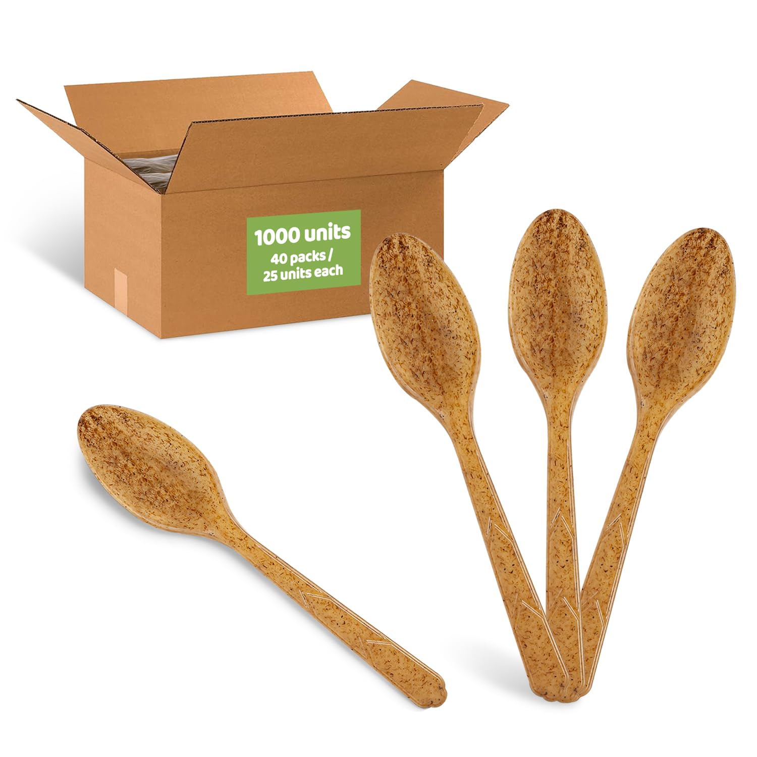 EMPACK USA - Cucchiai in fibra vegetale, 1000 pezzi, lunghezza 17 cm, biodegradabili, resistenti e senza schegge, ecologici, posate sostenibili perfette per tutti i tipi di occasioni