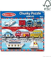 Vista 4 de Melissa & Doug Vehículos Rompecabezas grueso de madera - Avión, tren, coches y barcos (9 piezas)