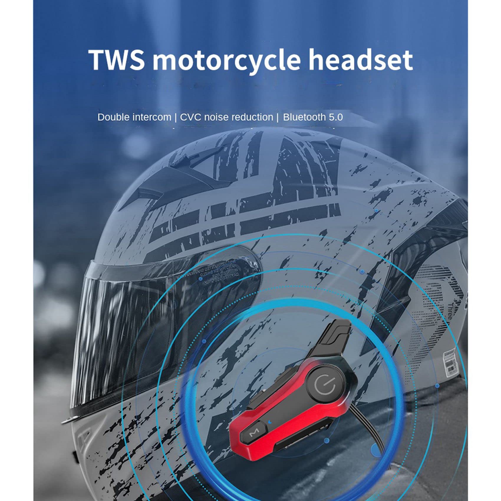 Trjgtas 2 x motocyklowy Bluetooth, interkom, uniwersalny zestaw słuchawkowy z redukcją szumów, do pół kasku, 3 kolory