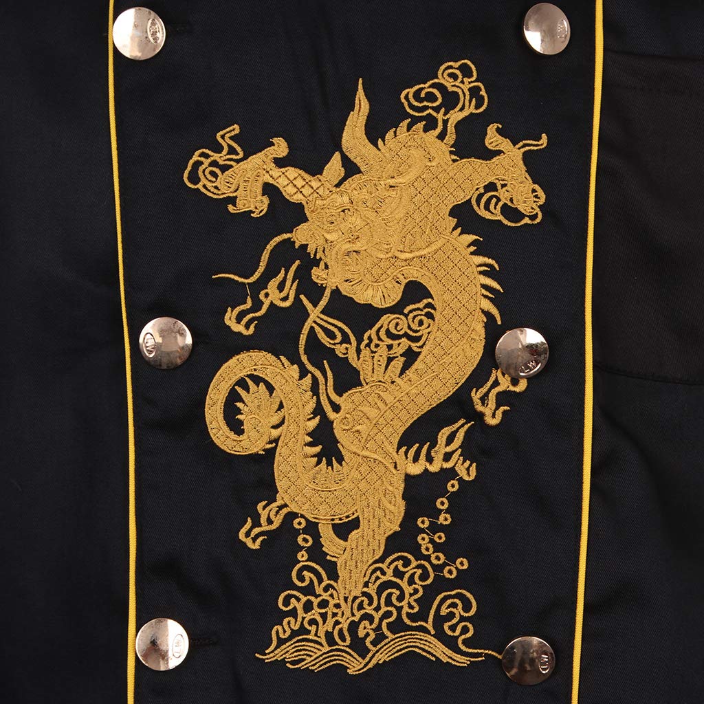 Baosity Chef Coats Short Sleeves Unisex with Embroidery Jackets, Black M, as described