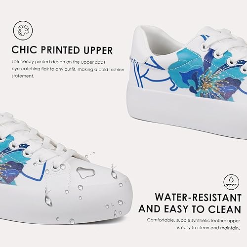 Miniatura 2 de JABASIC Zapatos deportivos de plataforma con cordones y estampado floral para mujer