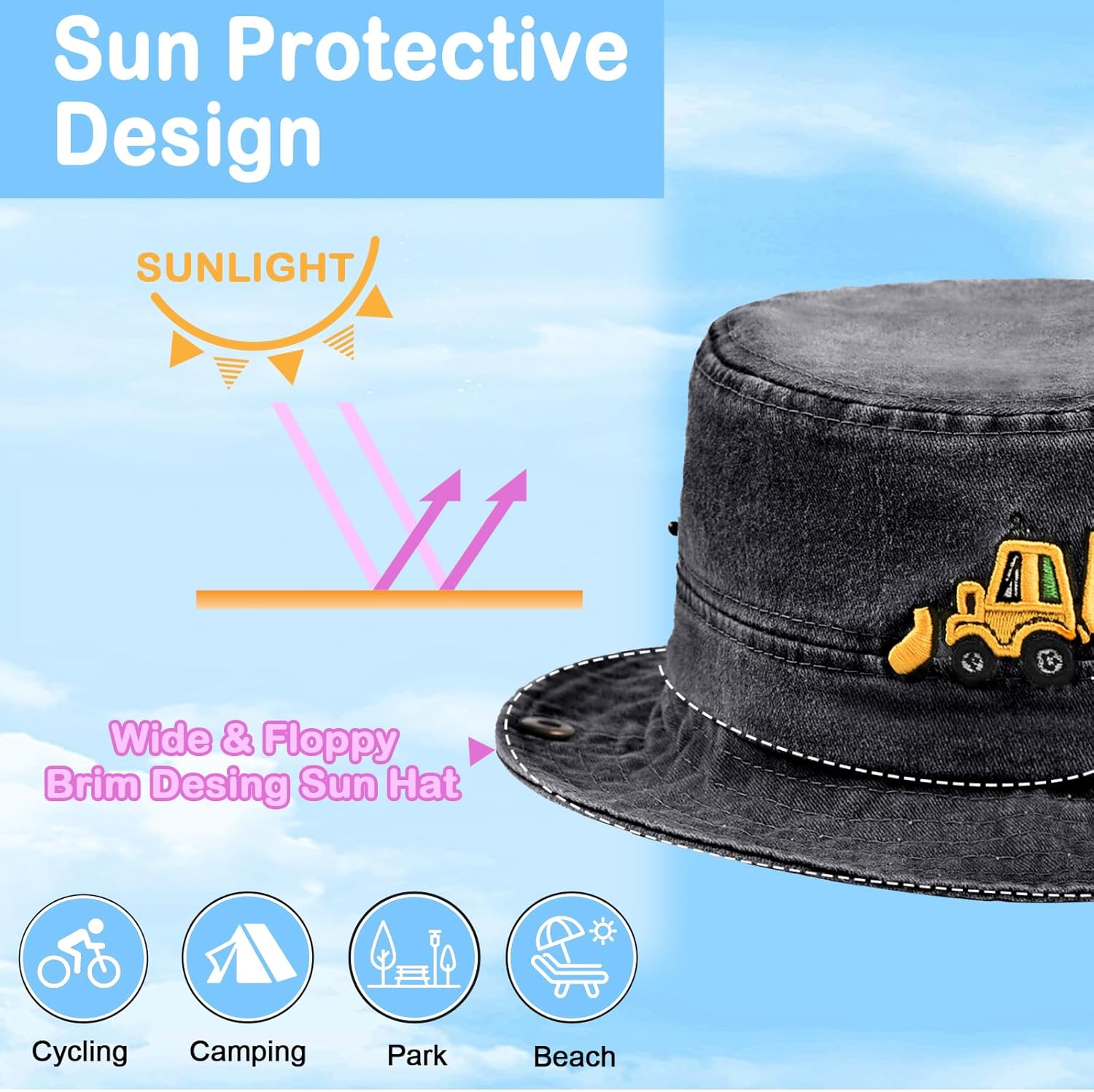 Kids Boys Girls Embroidered Baseball Caps Baby Sun hat Toddler Dinosaur Trucker Hats Summer Hats（3-8years - Image 4