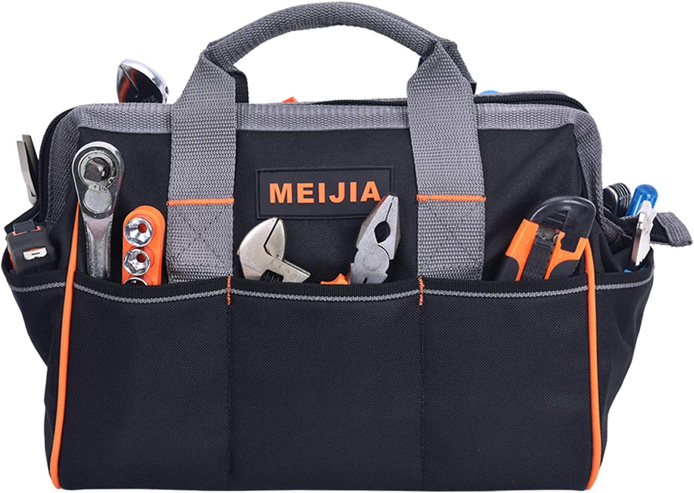 MEIJIA Tool Bags Waterproof Multi-Compartment Pocket Tradesman's Wide Mouth Storage Tool Bag,Fit for Home,Workshop,Job Site (13")