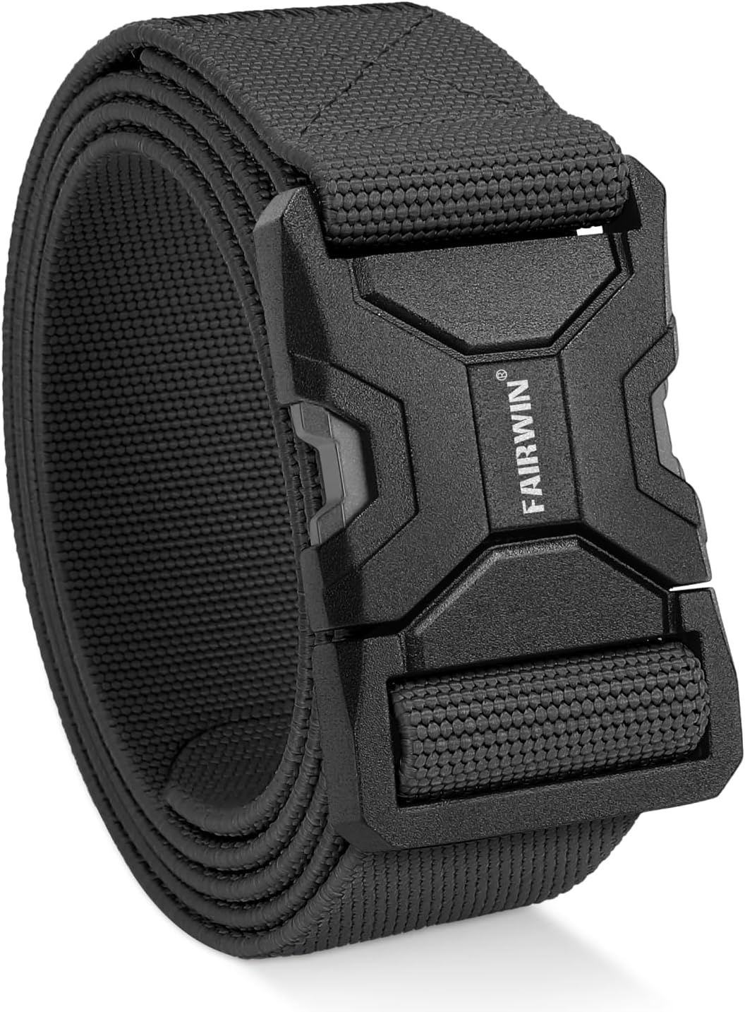 FAIRWIN Tactical Belt Men, 1.5" Stretch Nylon Web Military Hiking Rigger Work Belts with Quick-Release Seatbelt Buckle