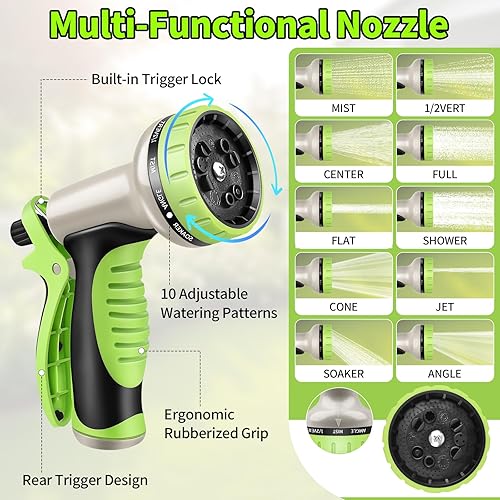 Miniatura 4 de GOXAWEE Manguera de jardín de 50 pies, manguera de agua resistente de acero inoxidable con boquilla de 10 funciones, sin torceduras, resistente y