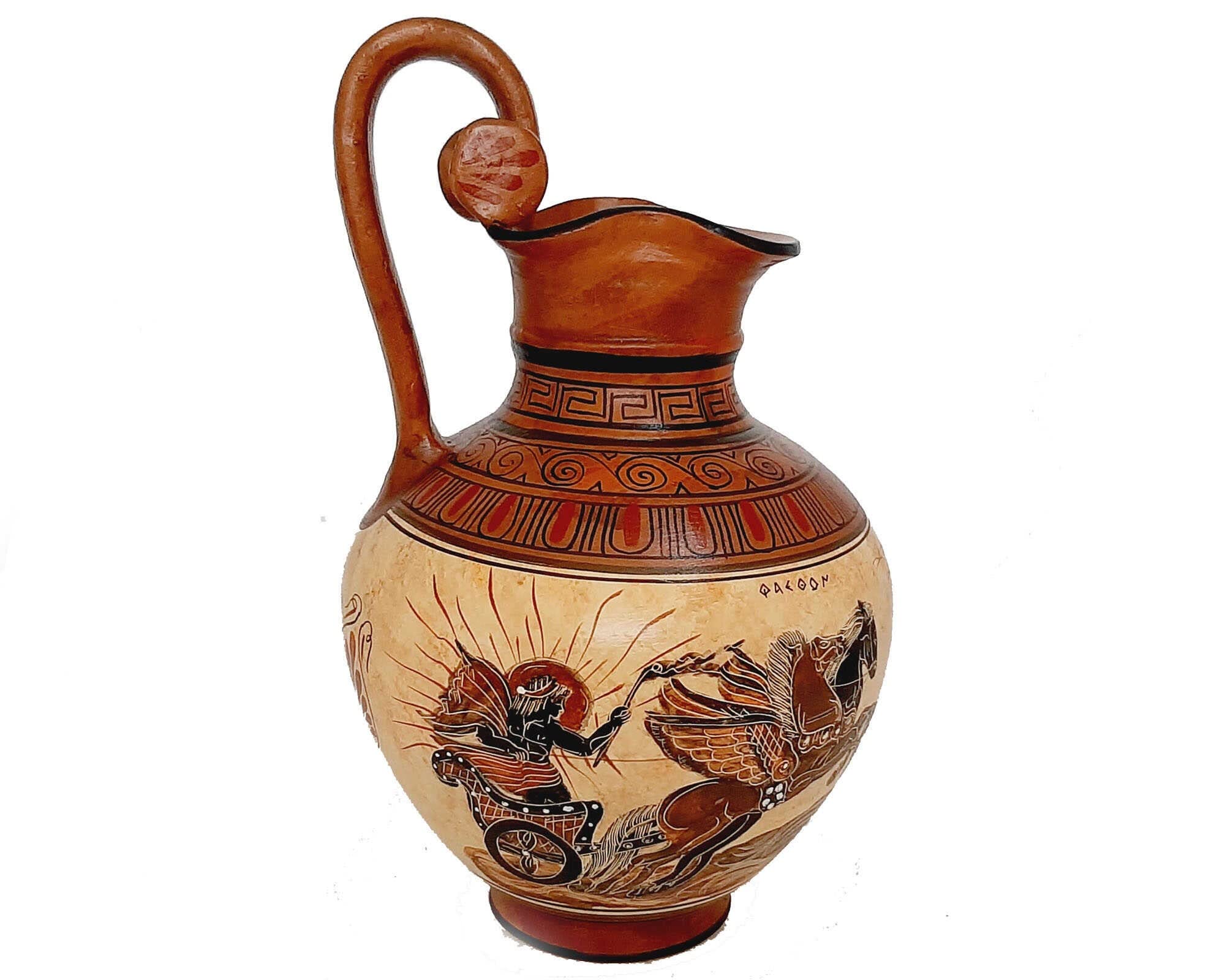 Greek Rhodian Oinochoe,Pottery Vase 26cm,Phaethon and Goddess Aphrodite