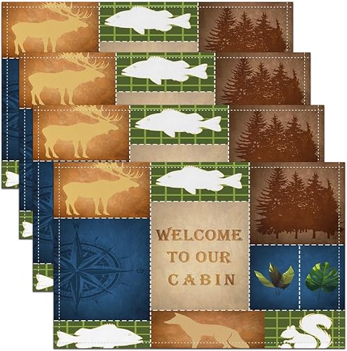 Miniatura 5 de Lindos manteles individuales de oso para mesa, diseño de animales salvajes jejeloiu, naturaleza silvestre, oso, tela lavable, decoración de mesa,