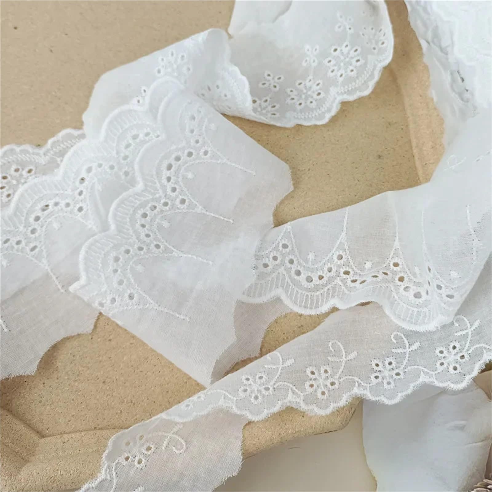 Cinta de encaje algodón blanco, manualidades hechas a mano, tela hueca, cinta bordada con flores, decoración textil for el hogar Para Coser Manualidades