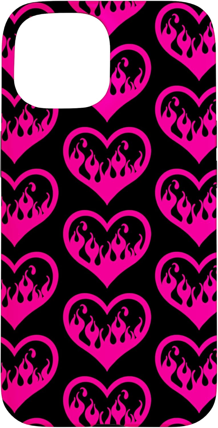 McBling Aesthetic Heart Flames Pink Black Bimbo Y2K 2000's Case for iPhone SE (2020) / 7 / 8