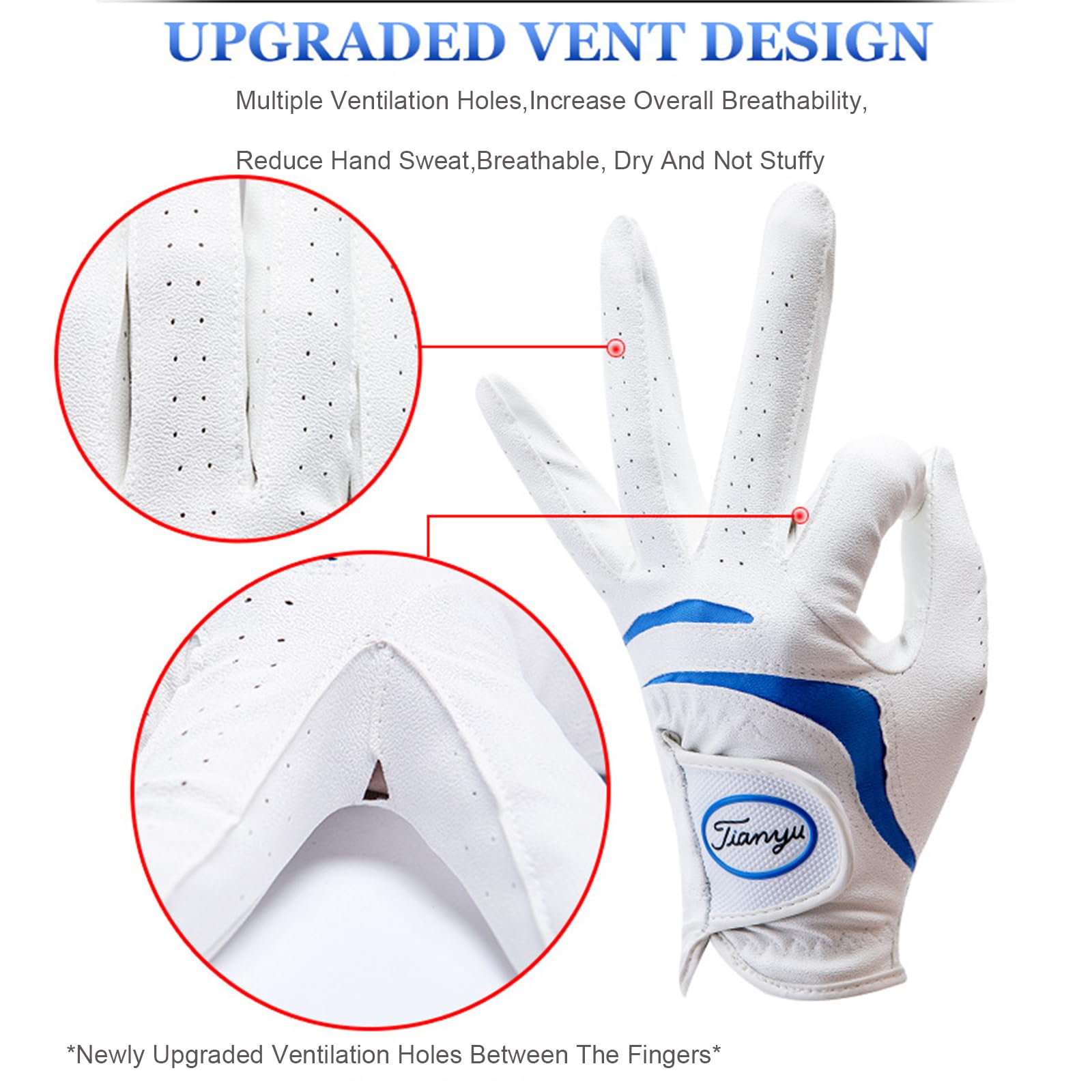 Pack 1 Pièces Gants de Golf en Peau d'agneau pour Hommes Main Gauche avec Granules Antidérapants Doux Respirant Résistant à l'usure Gant de Golf pour Hommes,Black,25(Length19cm)