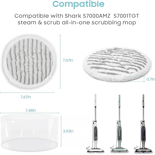 Miniatura 6 de Kit de almohadillas de repuesto mejoradas para trapeador de vapor compatible con Shark S7001 S7201 S7000 Series Steam & Scrub todo en uno para piso