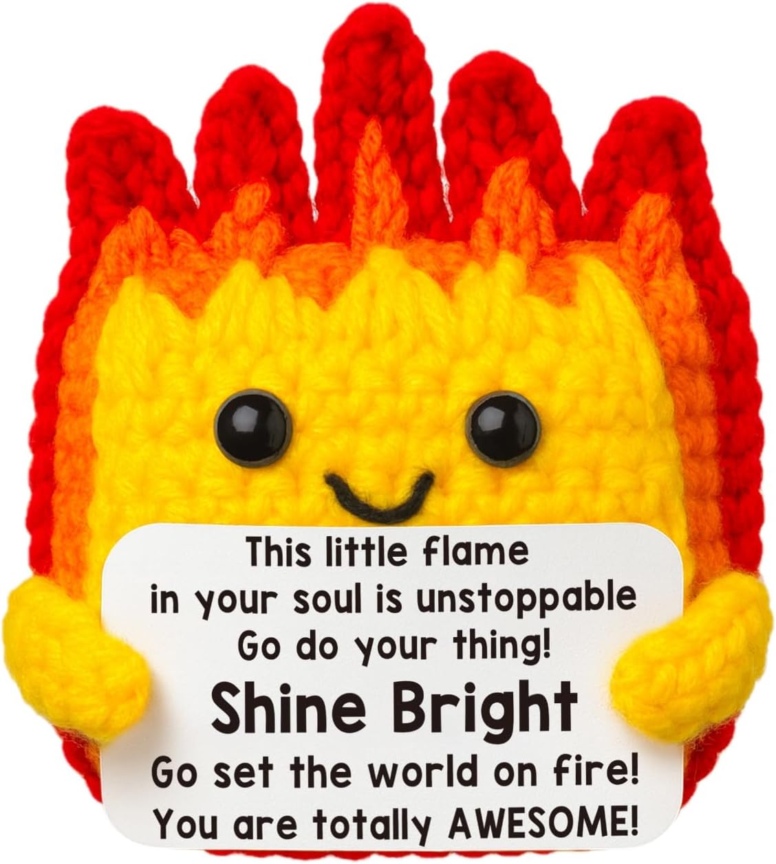 Handmade Motivation Gifts for Women Men Son Daughter Positive Crochet Animals Fire Inspirational Gifts for New Job Easter Basket Stuffers Graduation Emotional Flame Support