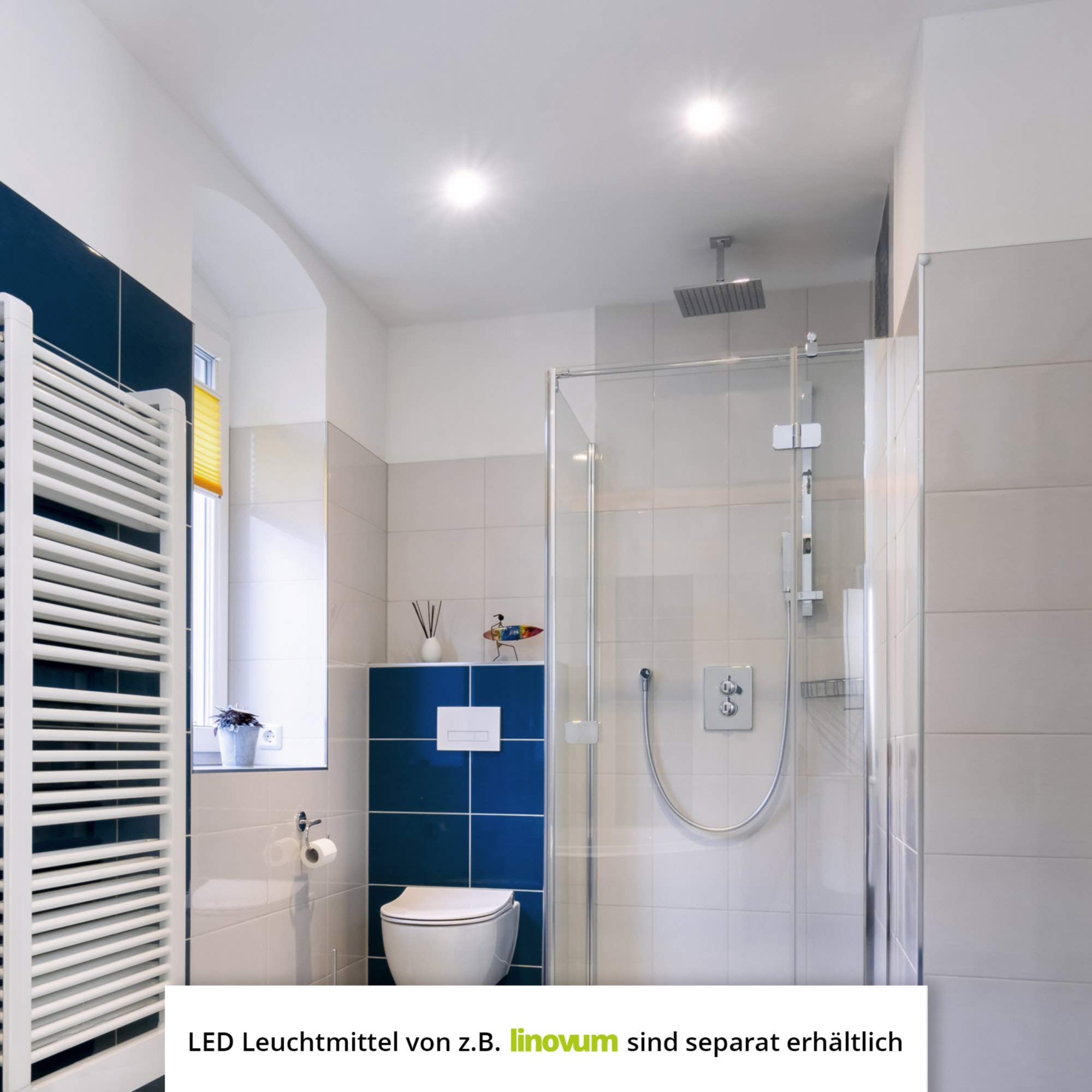 linovum 10 faretti da incasso a soffitto ISAWO con attacco GU10 – Telaio da incasso IP65 bianco rotondo per bagno ed esterno