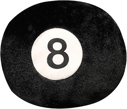13.7" Billiards 8 Ball Throw Pillow Plush, Stuffed Sports Decorative Toy Black