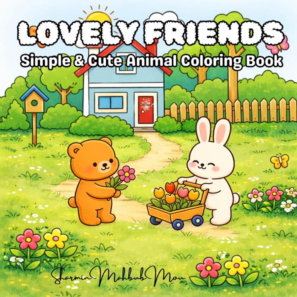 Lovely Friends: Simple & Cute Animal Coloring Book