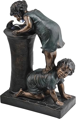 Miniatura 9 de Alpine Corporation GXT472 - Fuente de agua potable para niños y niñas de 27 pulgadas, cascada de jardín juguetona con luces LED, función de agua