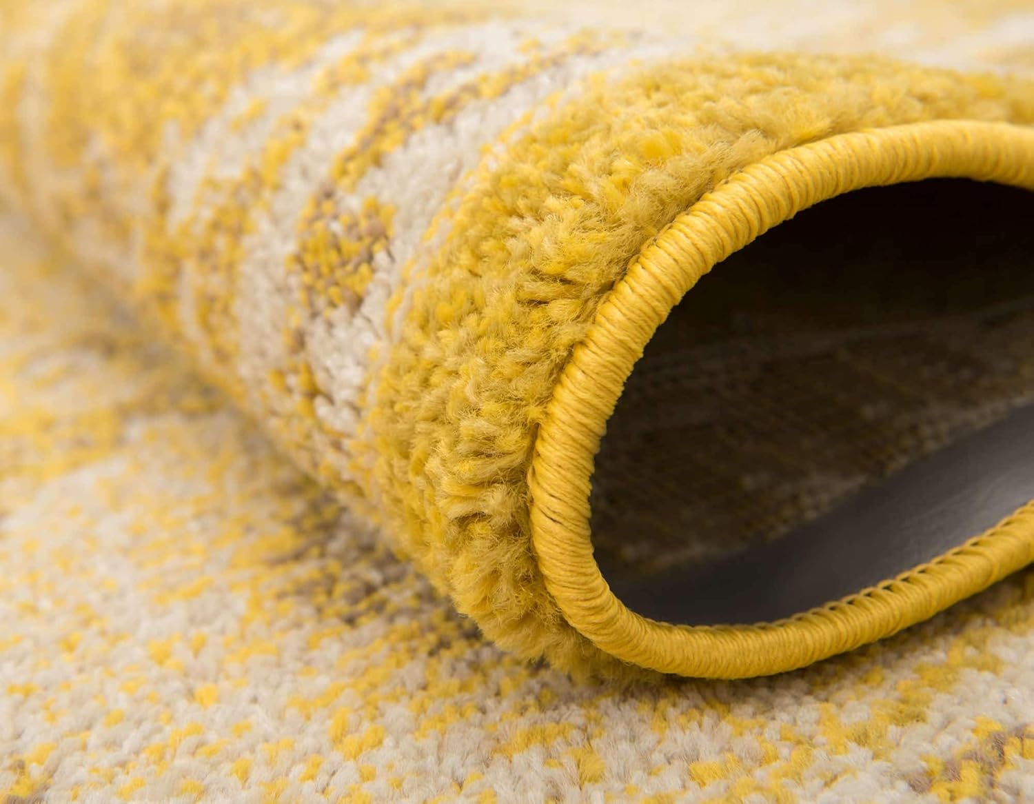 Unique Loom Penrose Collection Area Rug - Blake (3' 3" Round, Yellow/ Beige)