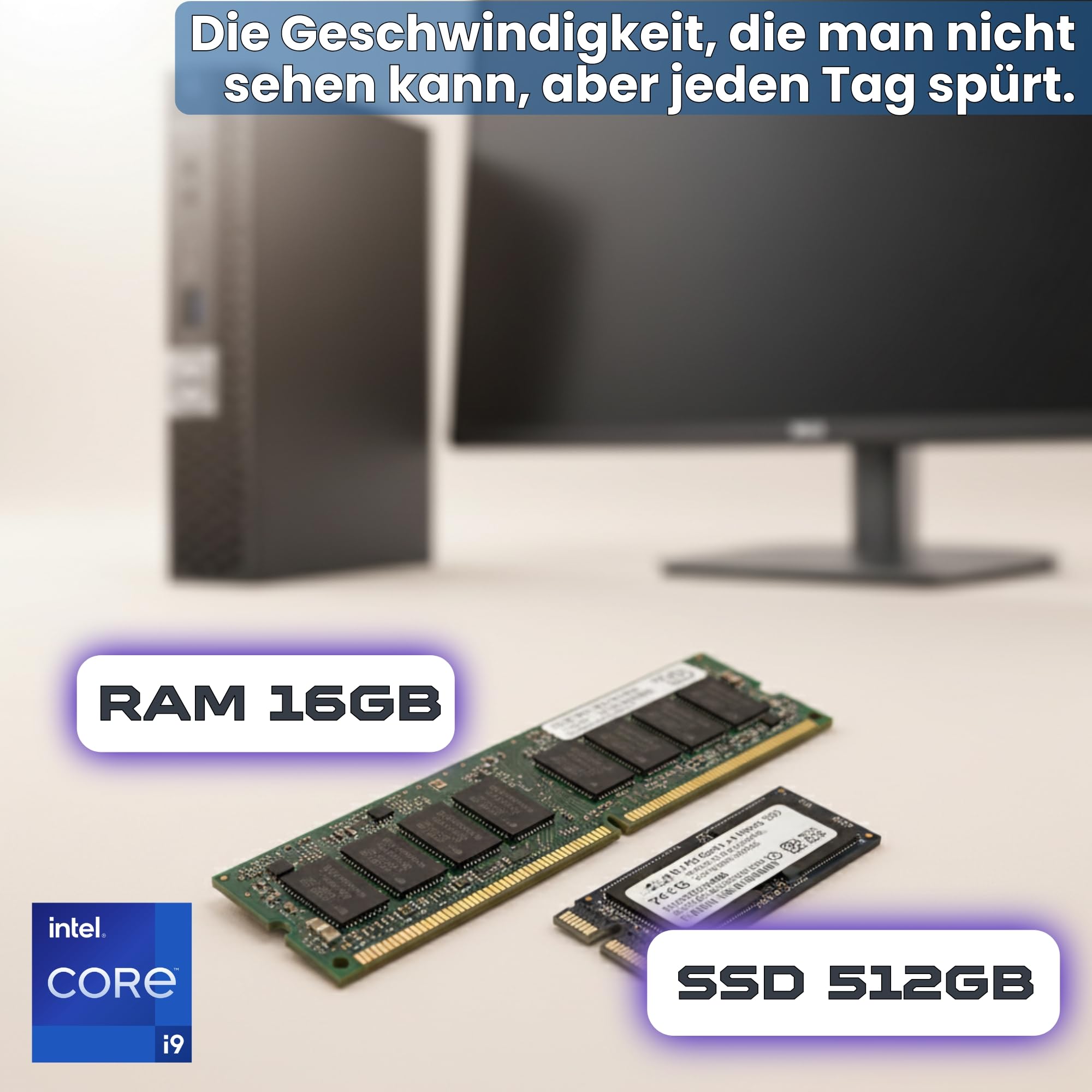 Dell OptiPlex 7070 Micro PC Bundle 27 Zoll Full HD Monitor | Intel Core i9 bis 5,0 GHz | 16 GB DDR4 RAM | 512 GB NVMe SSD | Windows 11 Pro | Generalüberholt | 36 Monate Garantie