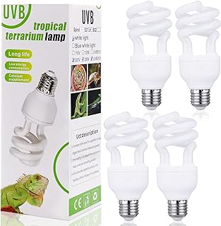 4 Pcs UVB Reptile Light 10.0, Reptile UVB Bulb, UVB Bulb for Desert Tropical/ Sub Tropical Reptiles Fluorescent Simulation Color Reptile UVB Light for Turtle, Bearded Dragon, Lizard, Gecko (13 Watt)