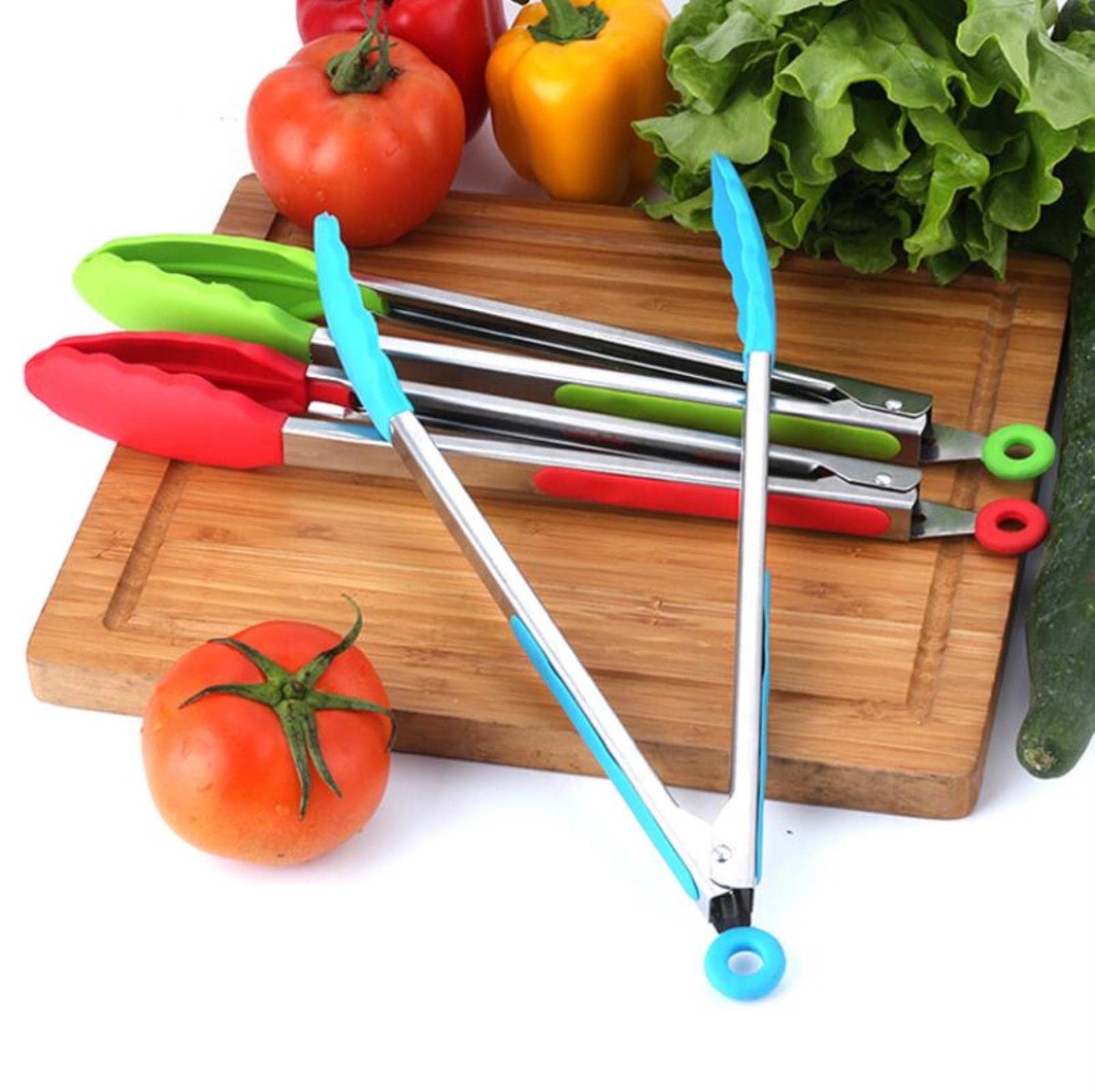 Pinzas de Silicona para Alimentos, Pinzas de Cocina de Acero Inoxidable, Pinzas de Silicona para cocinar, Herramientas para Barbacoa, ensaladas, Parrilla, Accesorios de Cocina (Negro)