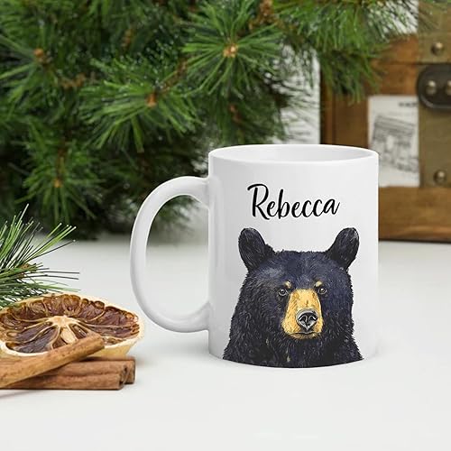 Miniatura 10 de Taza de cerámica personalizada con acento de conejo de 11 onzas, taza de café de conejo para amigos, compañeros de trabajo con nombre personalizado,
