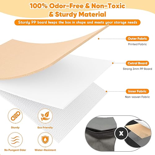 Miniatura 3 de Caja de juguetes grande, caja de almacenamiento plegable y resistente con tapas, organizador de almacenamiento de baúl de juguetes para niños, cajas