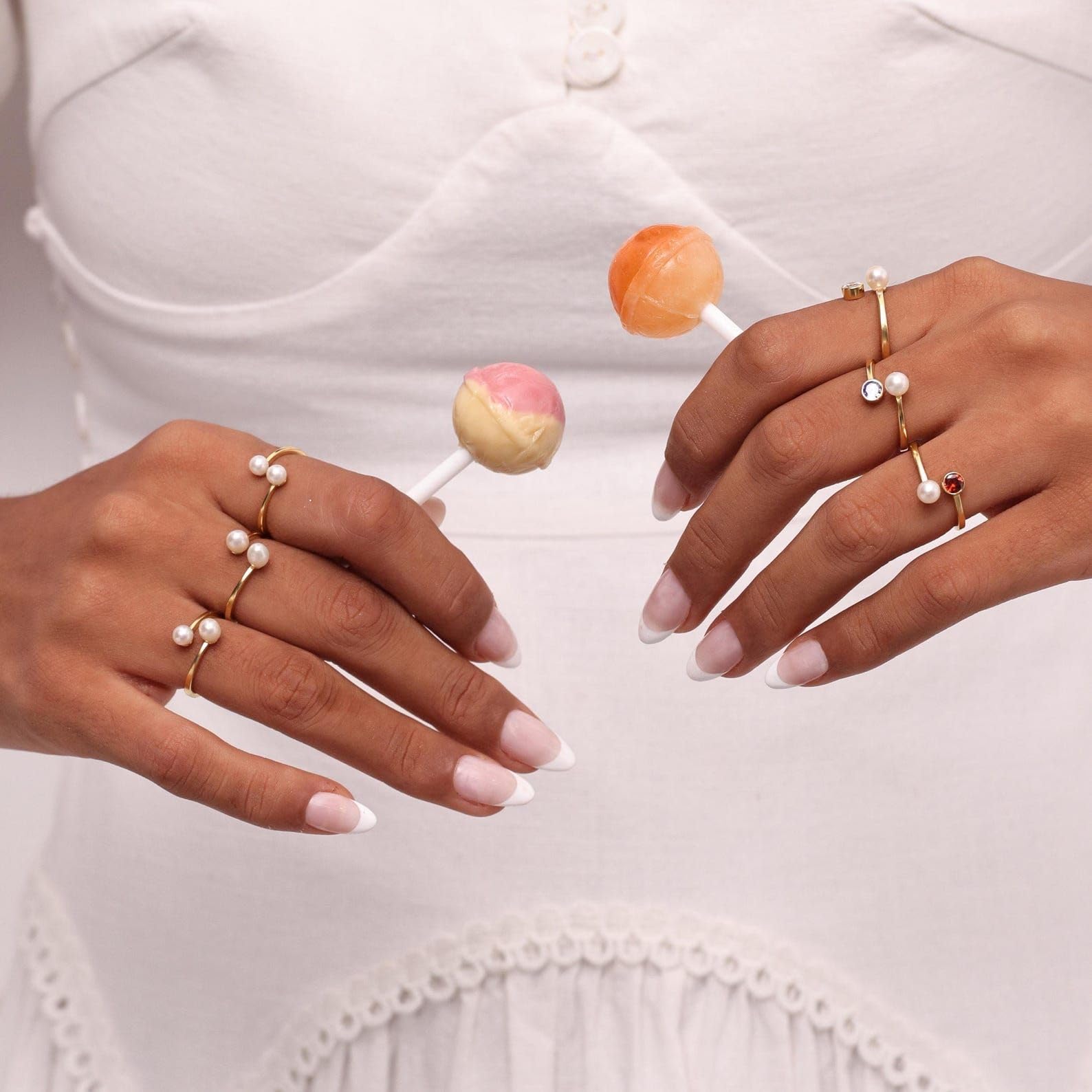 Joyería de perlas de agua dulce 925 de plata de ley blanco perla anillo de novia boda