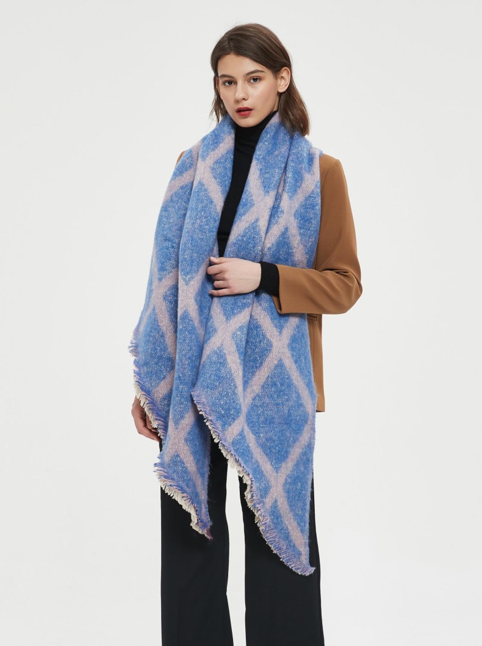 Sciarpa Donna Scialle Uomo Sciarpa da Donna con Sciarpa Diagonale A Quadretti Autunno E Inverno