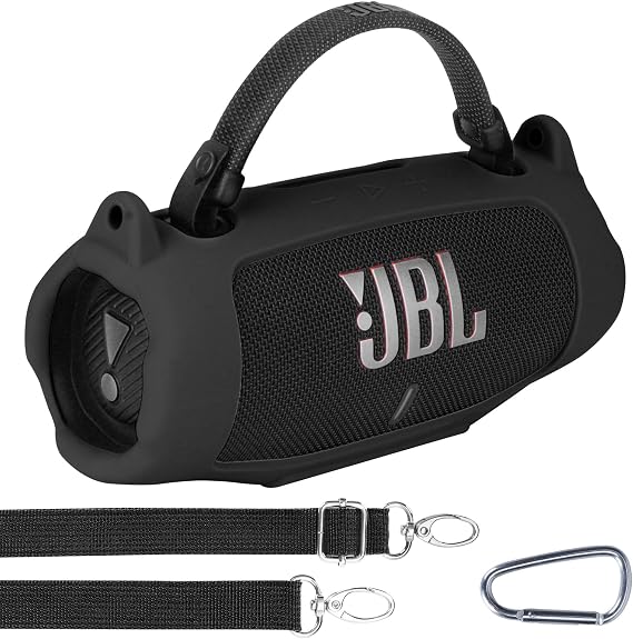 Lebakort Silicone Cover Compatible with JBL Charge 6 Portable Speaker (Black Cover)