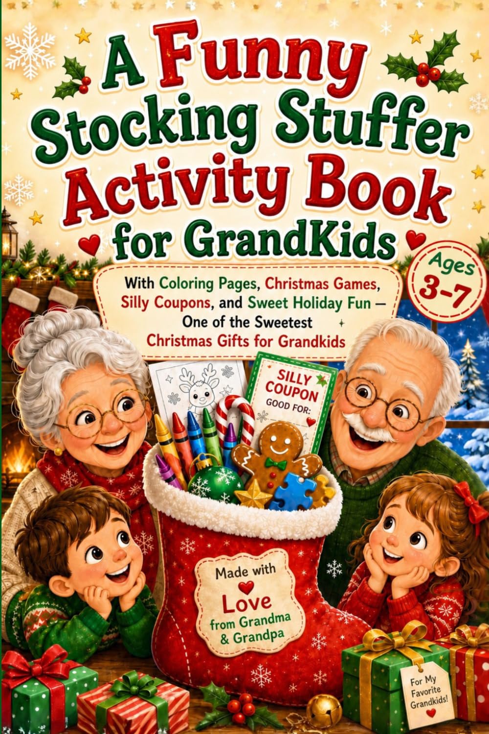 A Funny Stocking Stuffer Activity Book for Kids: With Coloring Pages, Christmas Games, Silly Coupons, and Sweet Holiday Fun: One of the Sweetest Christmas Gifts for Grandkids