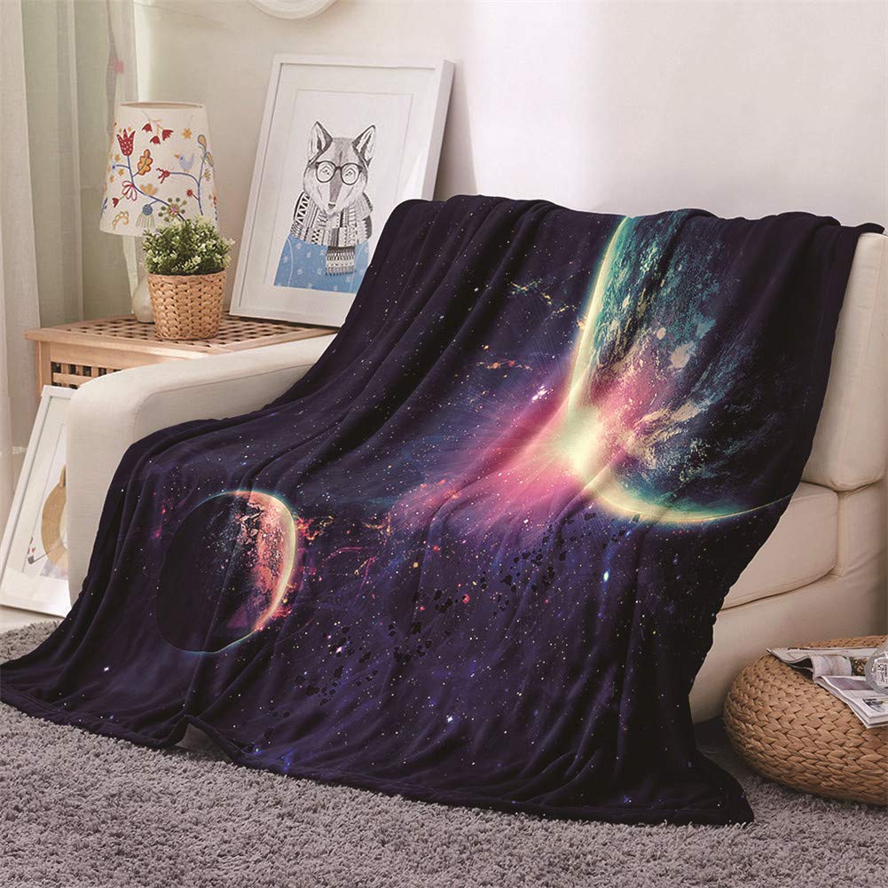 Couverture flanelle 3D planète spatiale plaid polaire chaud 180x200cm