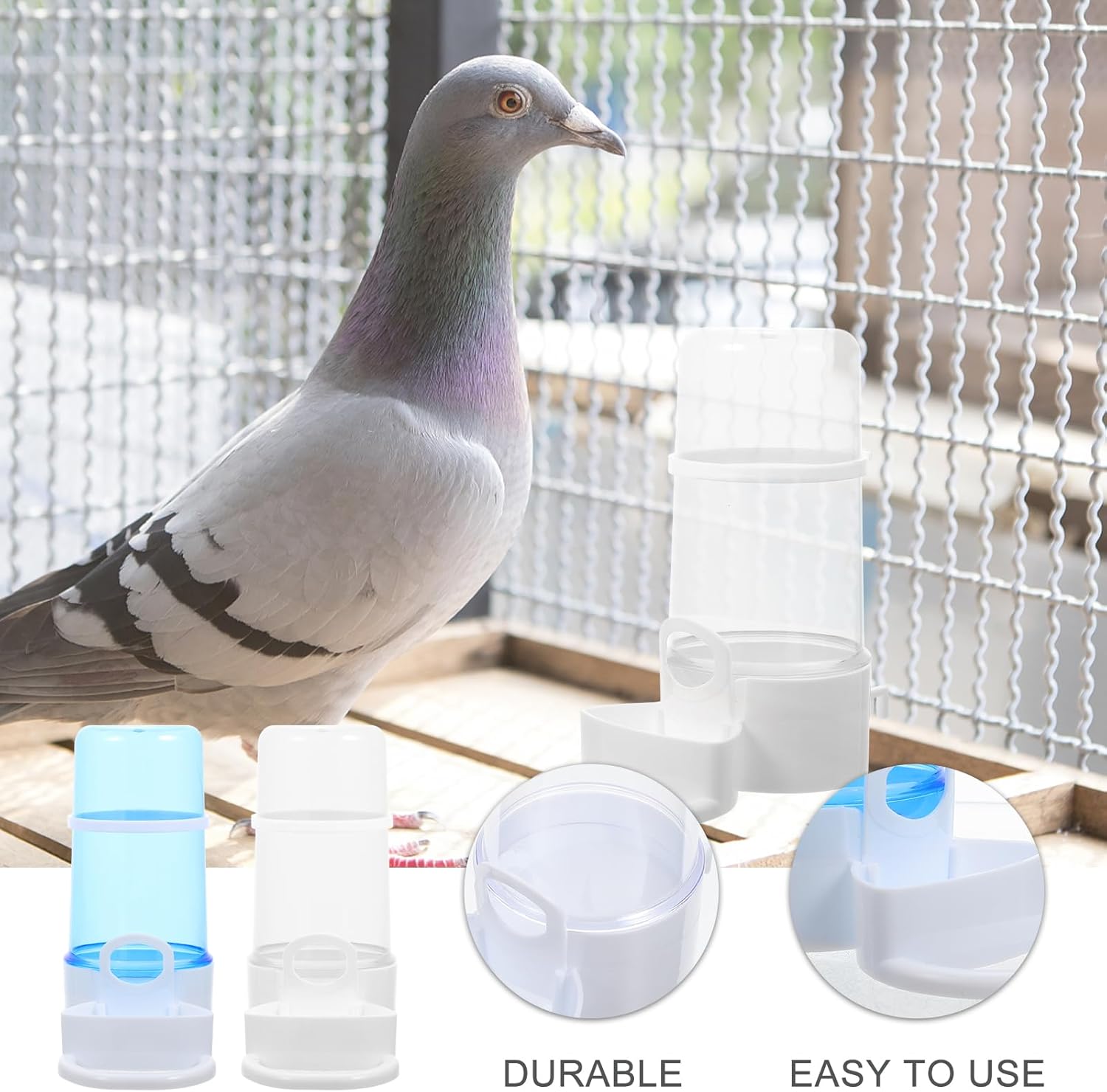 VANZACK No Mess Bird Feeders Automatic, Automatic Parrot Feeder Cage Accessories Clear Container Food Feeder for Small and Medium Birds Parrot Cockatiel Canary 2Pcs