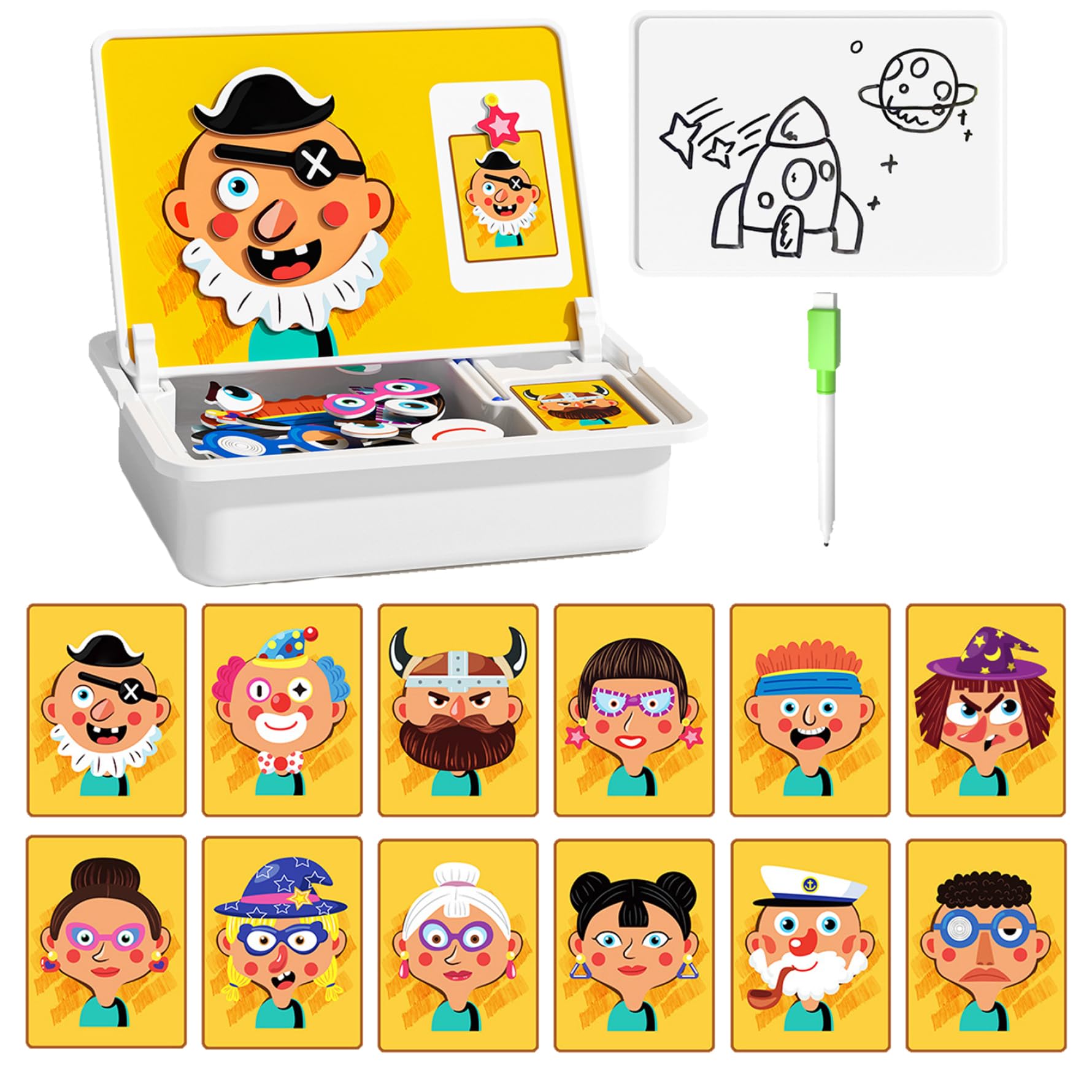 Caras magnéticas para niños pequeños. Divertido Libro magnético de Doble Cara para Rompecabezas y Pintura. Juguete Educativo Preescolar. Rompecabezas magnético. Caras magnéticas para niños pequeñ