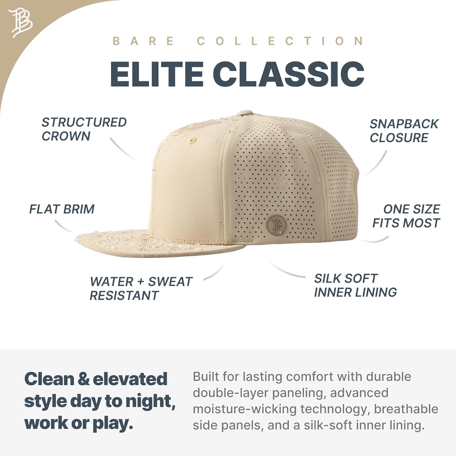 Branded Bills Desert Old Glory PVC Elite Curved, Snapback Closure, Lightweight, Comfortable Baseball Cap