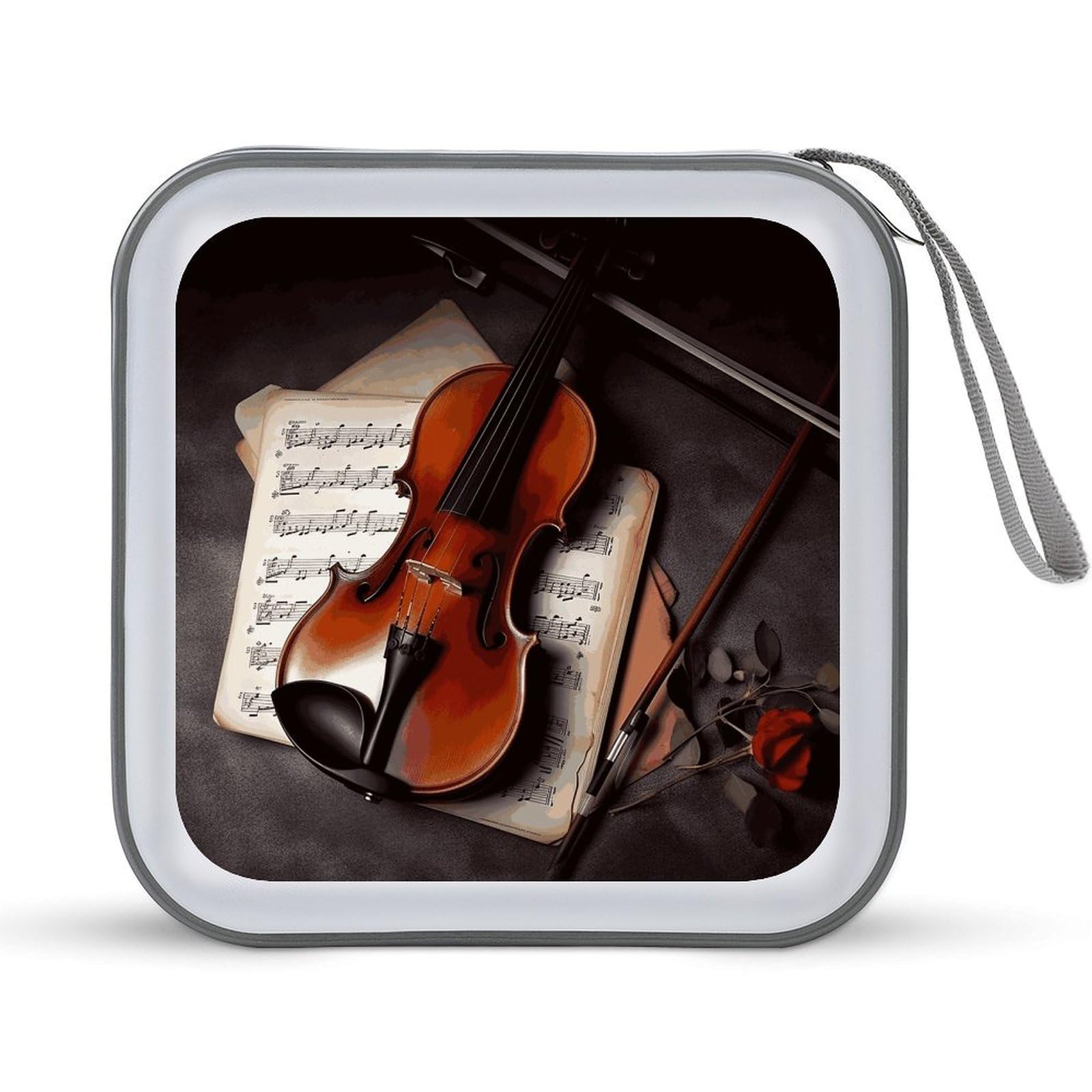 VstaDank Violin Sheet Music CD Case 40 Capacity Protective DVD Cases with Zipper Portable CD Collection Bag DVD Boxes Holder with Handle for Movie Blu Ray Audio Disk Music
