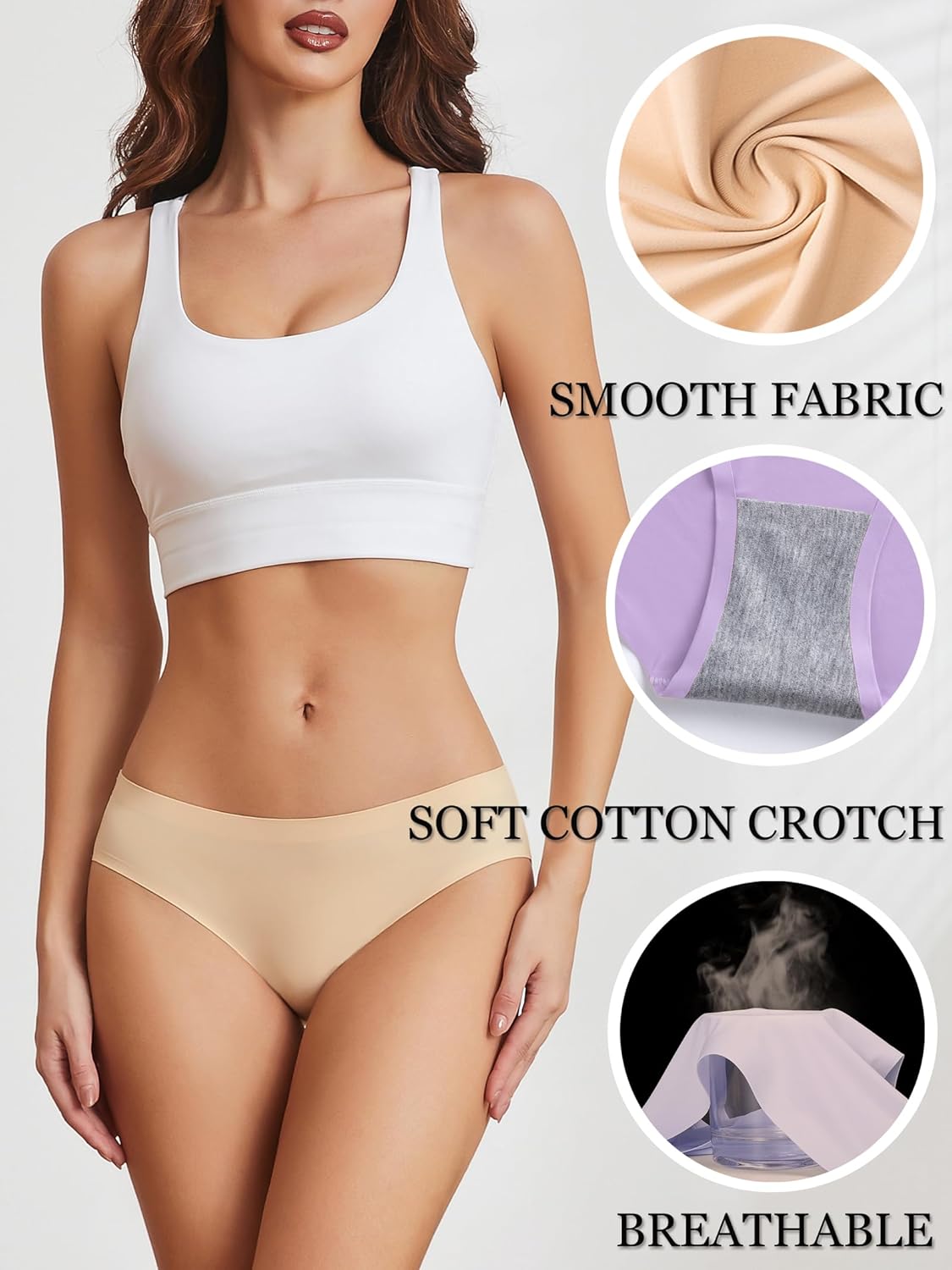 Bolivelan 6 Pack Women's Seamless Hipster Underwear No Show Soft Briefs Low Rise Stretch Bikini Underwear - Image 4