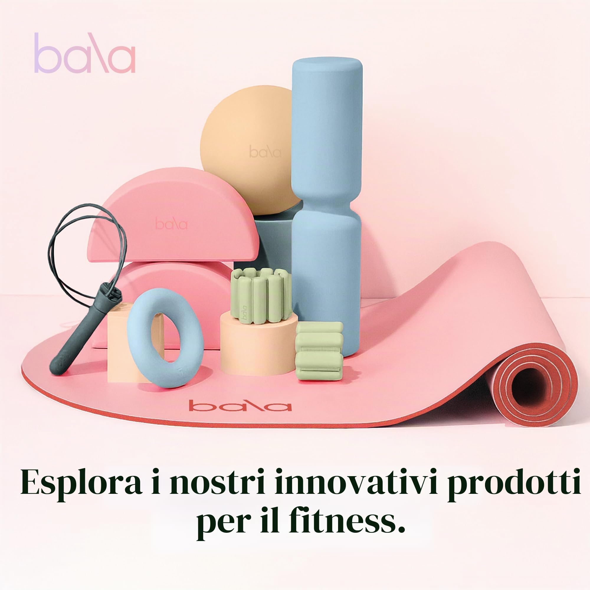 Bala - Tappetino da yoga per palestra a casa, antiscivolo, per allenamento a casa, stretching, pilates, aerobica, pavimento e fitness, tappetino per esercizi indoor